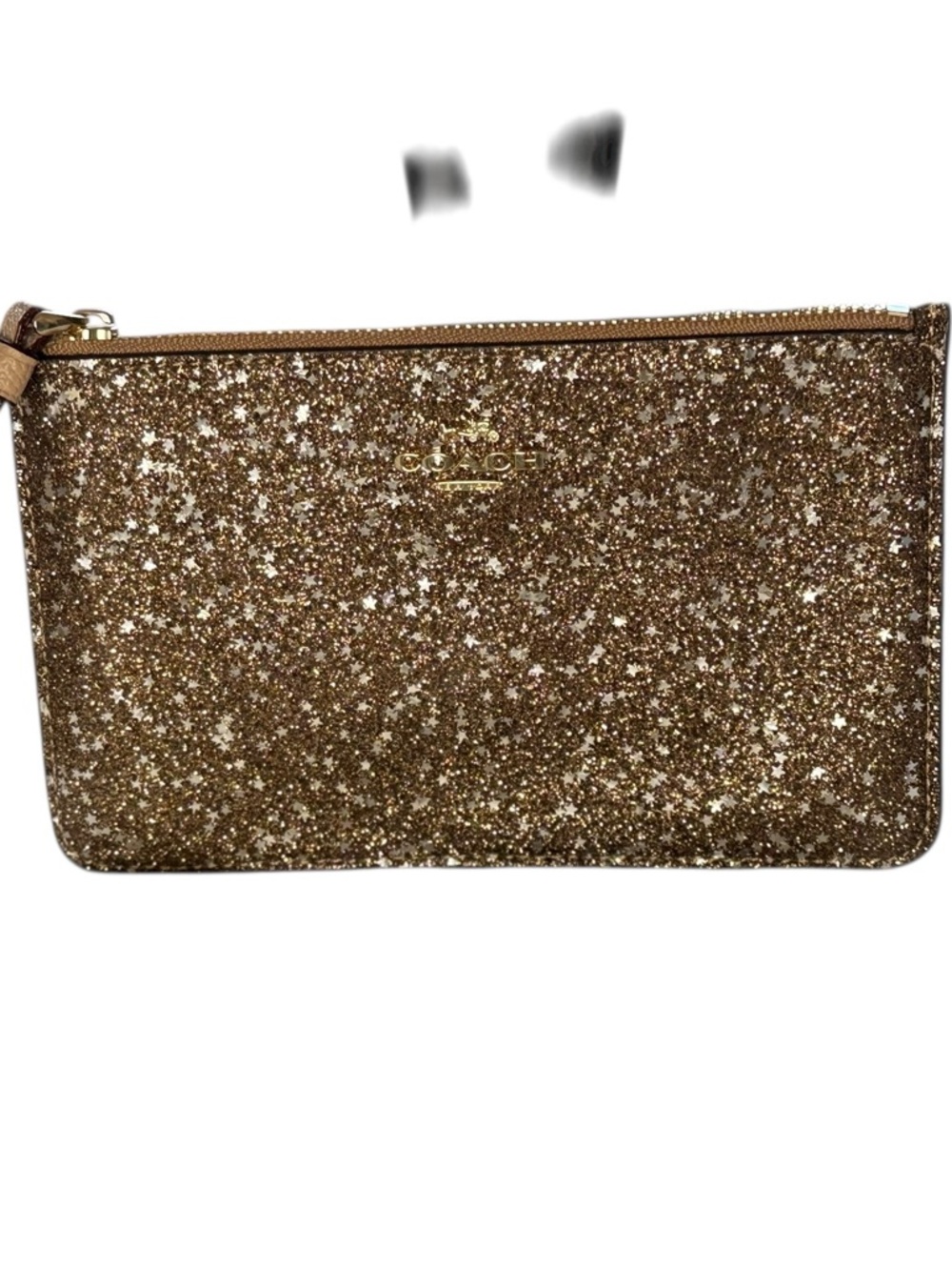 Coach Metallic Gold Glitter Wristlet Clutch